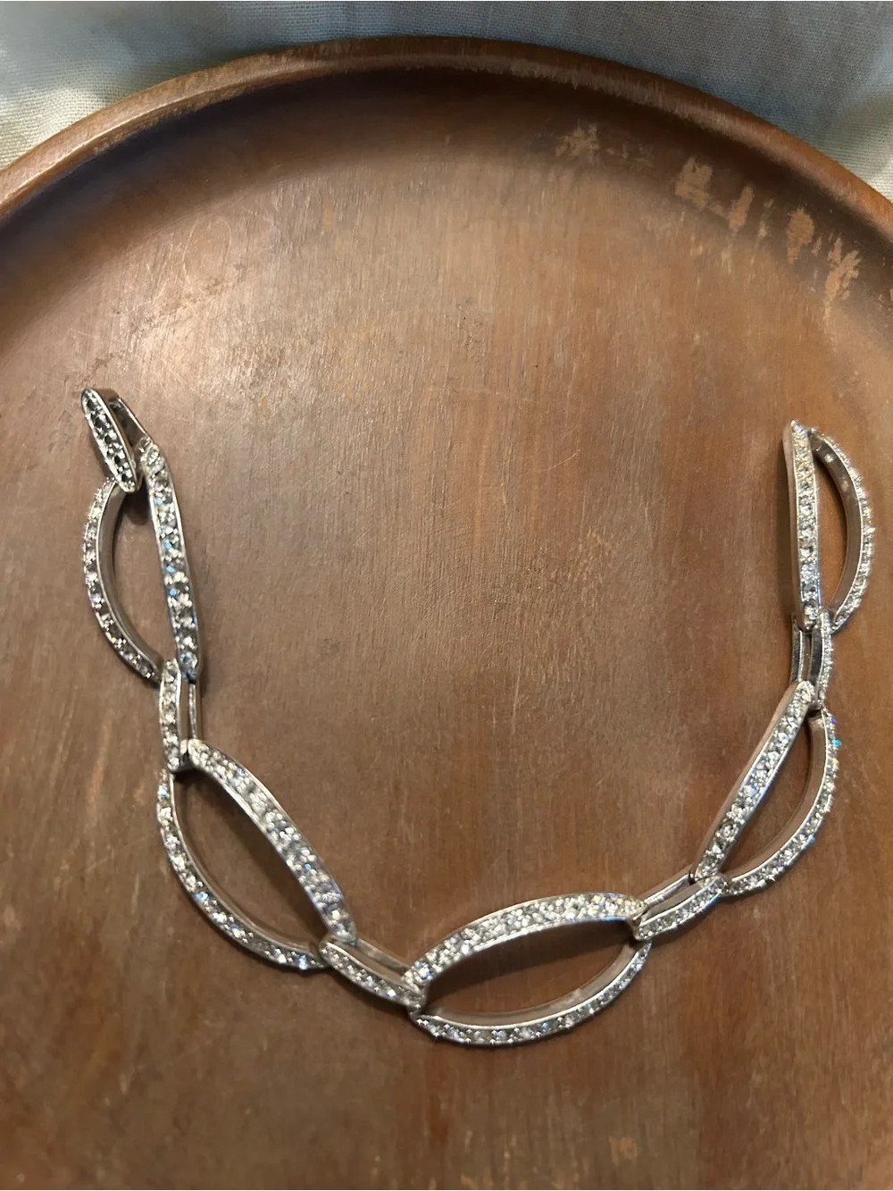 Monet Silver Rhinestone Link Bracelet